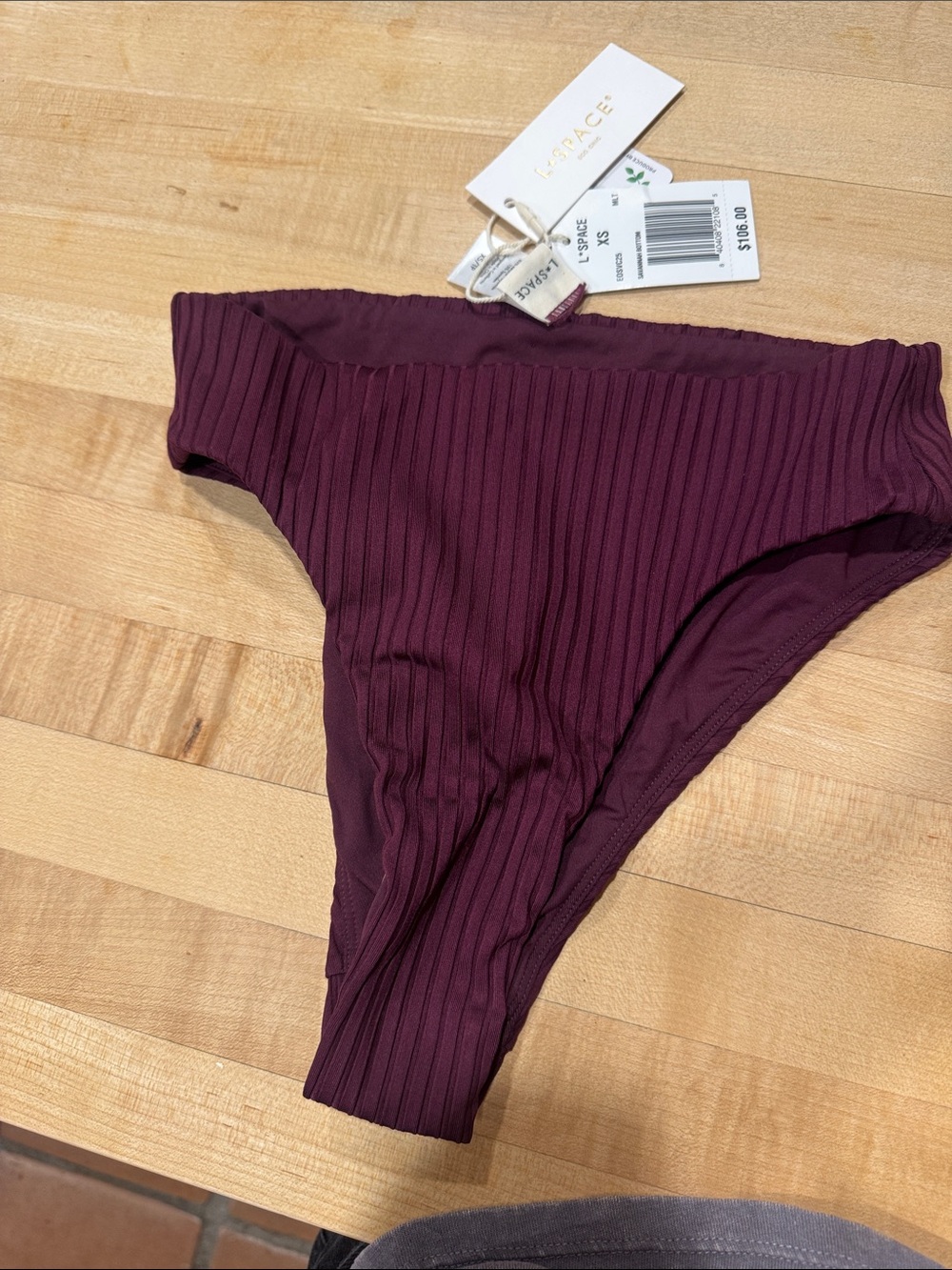 l*space Ribbed Bikini Bottoms in Deep Plum Savannah bottom XS